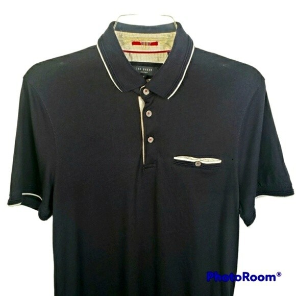 Ted Baker London Mens Short Sleeve Chest Pocket Polo Shirt Size 4 - Picture 4 of 7